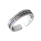 925 Sterling Silver Luxury Jewellery Bilayer Colour Zircon Adjustable Ring Engagement Accessory