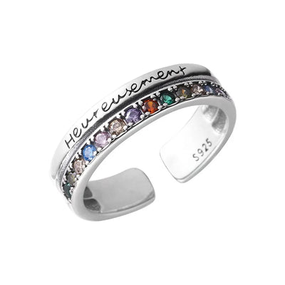 925 Sterling Silver Luxury Jewellery Bilayer Colour Zircon Adjustable Ring Engagement Accessory