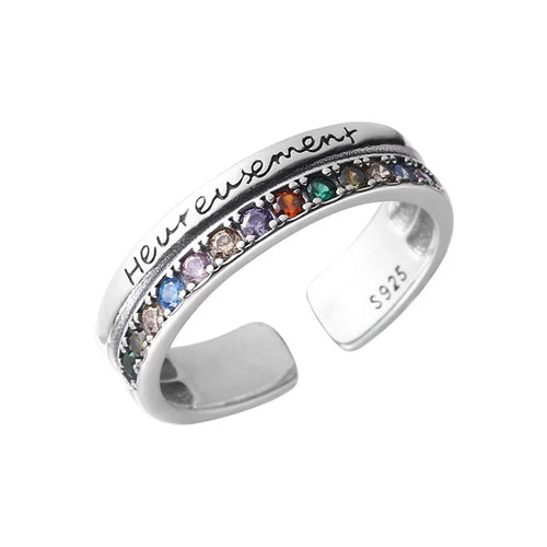 925 Sterling Silver Luxury Jewellery Bilayer Colour Zircon Adjustable Ring Engagement Accessory