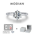 MODIAN 1CT Moissanite Lab Diamond Ring For Women 925 Sterling Silver Wedding Engagement Platinum Plated Fine Jewelry