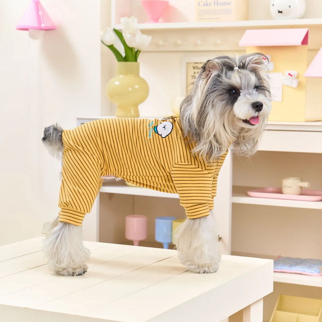 Polar Fleece Striped Bodysuit 4-Legged Winter Pajamas Small Medium Dogs