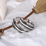 Feather Adjustable Ring 925 Sterling Silver Vintage Luxury Jewellery