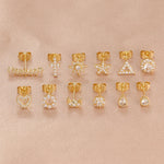 2PCS Fashion Geometry Zirconia Twinkle Star Stud Earrings Shinny
