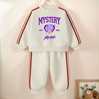 K-pop Boys and Girls Long Sleeve Pullover and Side Stripe Trousers Tracksuit