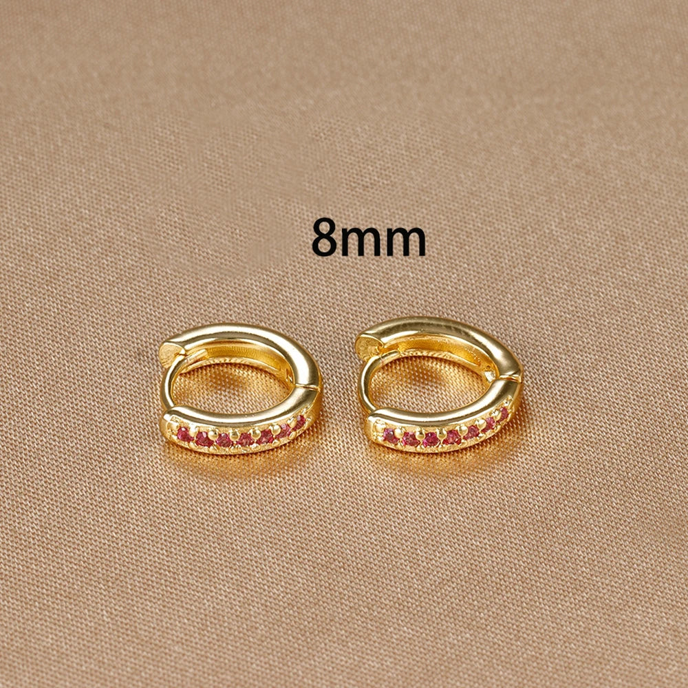 8mm Stainless Steel Minimal Hoop Earrings Zirconia Helix Tragus