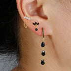 3PCS Sets Stainless Steel Two Hole Hoop Earring Small Leaf Studs