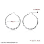 925 Sterling Silver 5cm Circle Hoop Earrings Women Fashion Wedding Holiday