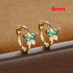 Stainless Steel Zircon Butterfly Minimal Hoop Earrings Gold Huggie