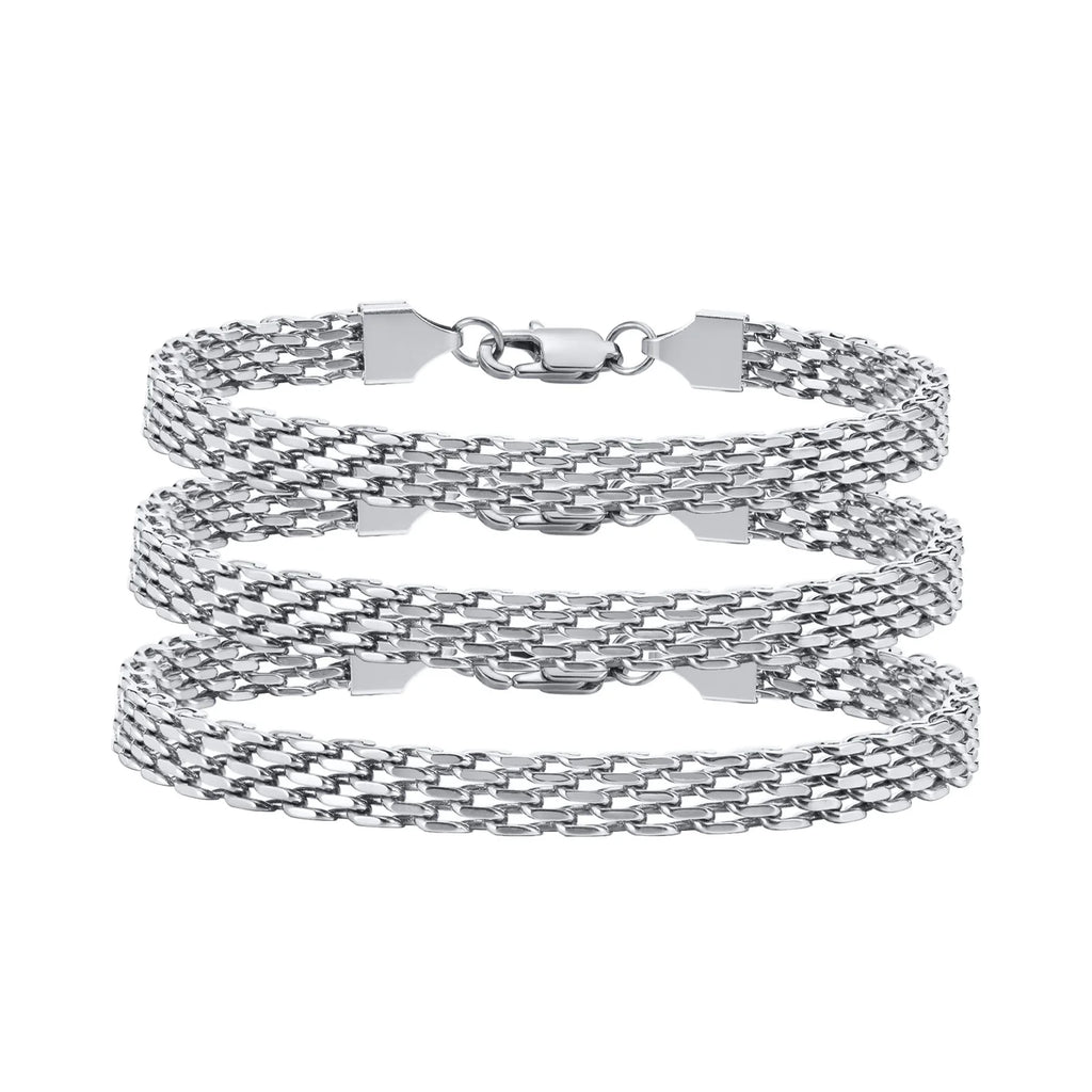 6mm Waterproof Mesh Link Chain Bracelet For Women, 18k Gold Plated Stainless Steel Adjustable, Non Tarnish Jewelry 17cm-21cm