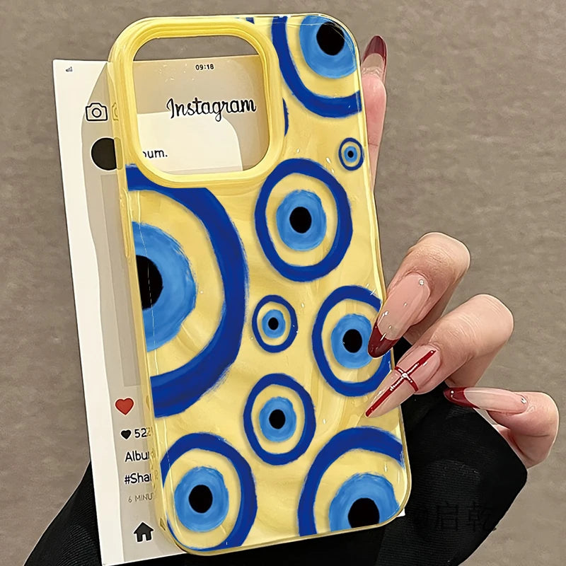 Retro Blue Eye Design Case for iPhone 17 16 15 14 13 12 11 Pro Max Plus Air