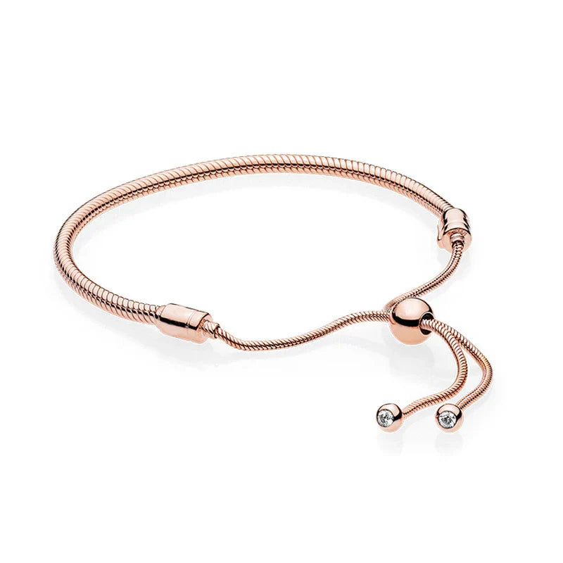 New 925 Silver Shiny Brick Soft Chain And Adjustable Fashionable Bracelet Are Fit for All Occasions To wear DIY Women's Jewelry