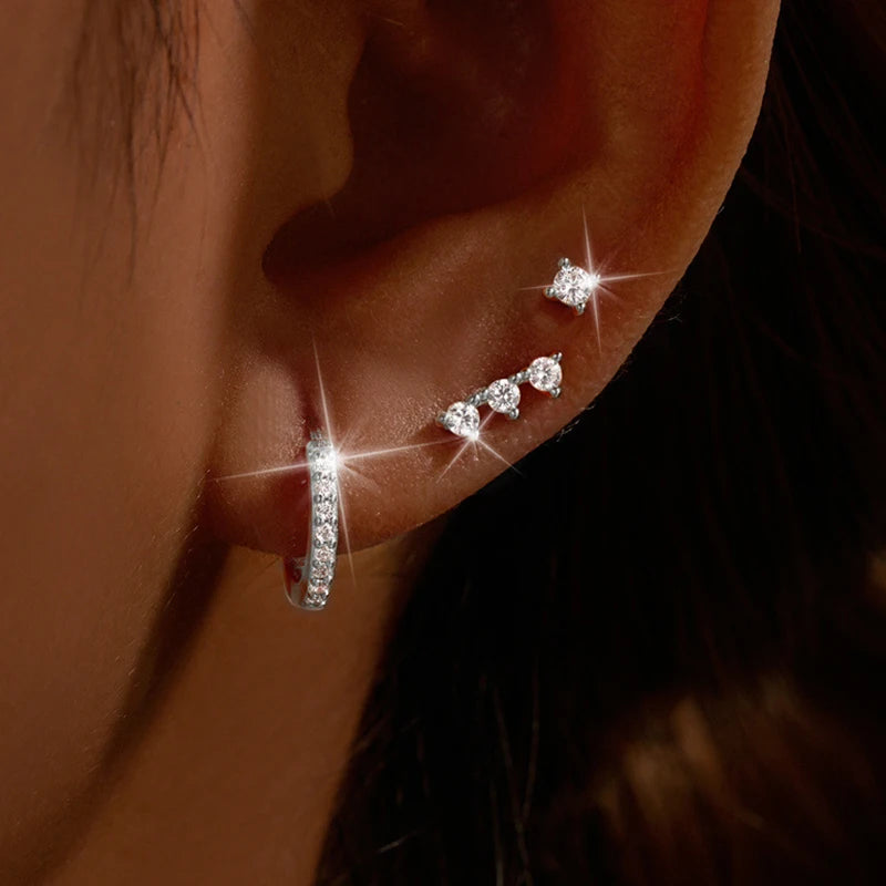 3PCS Stainless Steel Gold Colour Huggie Minimal Hoop Earrings Set