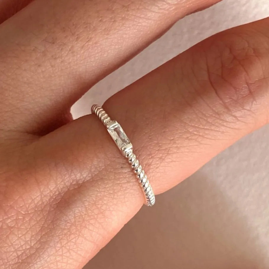 925 Sterling Silver Square Zircon Adjustable Ring Engagement High Quality Jewellery Wholesale