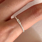925 Sterling Silver Square Zircon Adjustable Ring Engagement High Quality Jewellery Wholesale