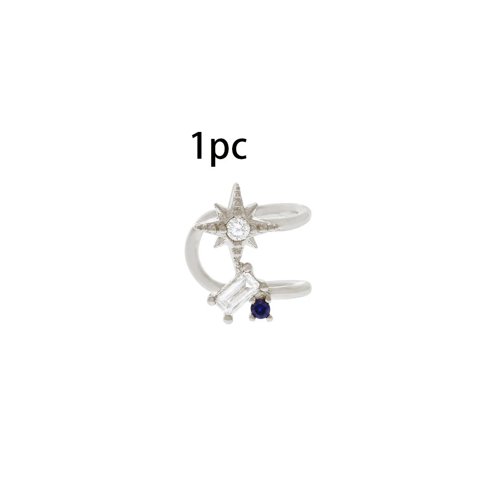 New Trend Cubic Zirconia Long Tassel Drop Earrings Star Moon Chain