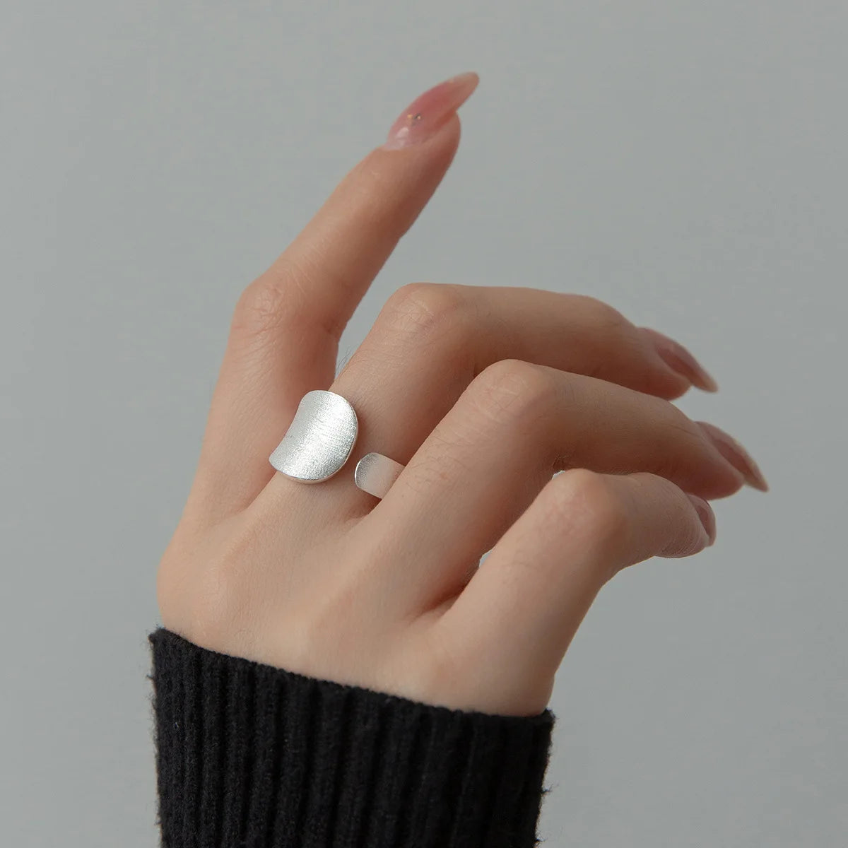 Matte Finish Adjustable Ring 925 Sterling Silver Wedding Engagement Luxury Quality