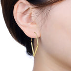 925 Sterling Silver Simple Diamond Shaped Ear Hook Hoop Earrings Jewellery