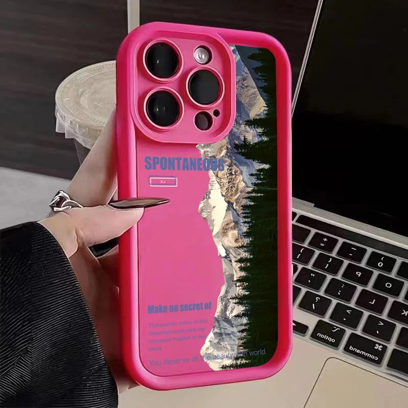 Landscape Mountain Train Case for iPhone 16 15 14 13 12 11 Pro Max XR 7 8