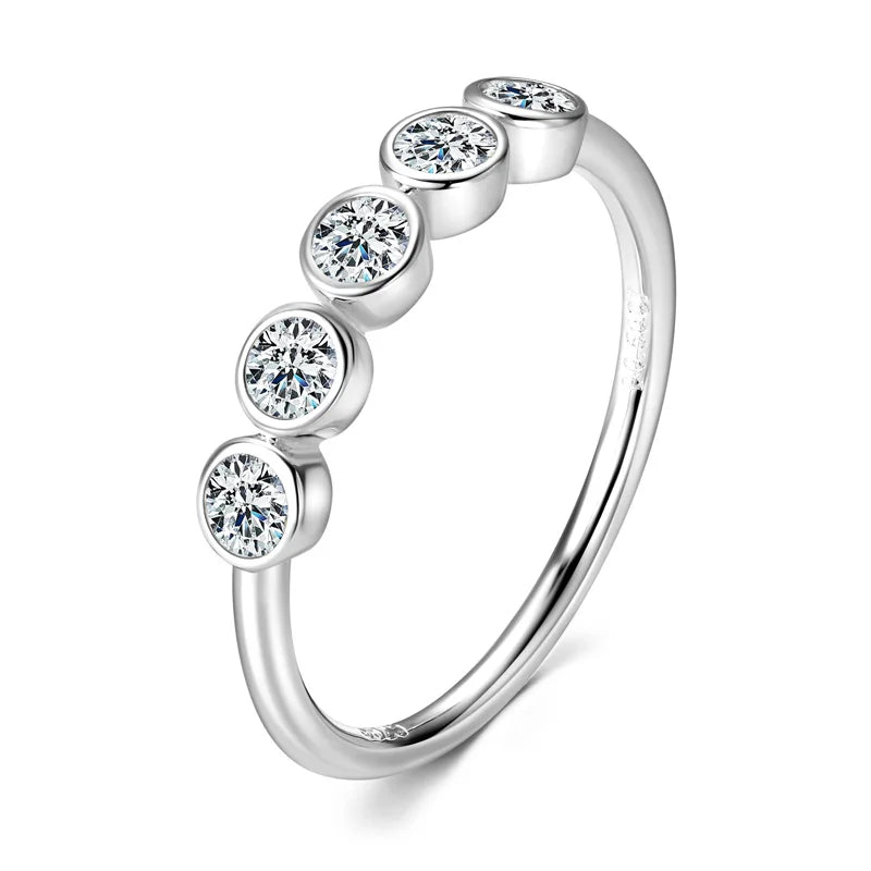 AINUOSHI Original 925 Sterling Silver Rings 3mm Bezel Setting Moissanite Diamond Ring For Women Eternity Finger Jewellery Gift