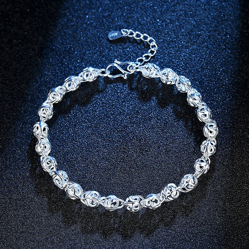 Classic Flat Sideways Chain Bracelet 925 Sterling Silver Men Women Jewellery