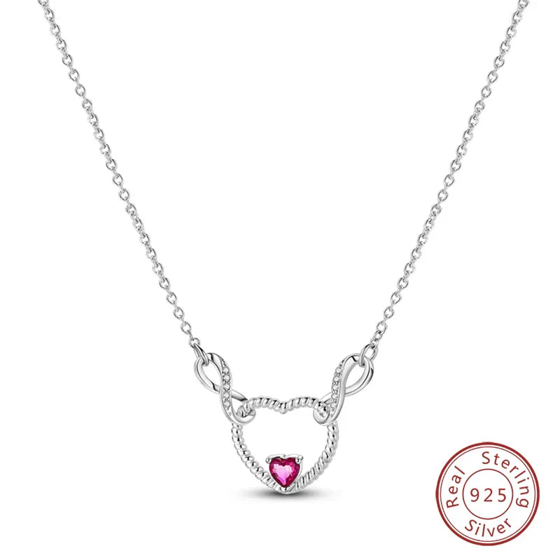 925 Sterling Silver Luminous Firefly Heart Shaped Zircon Pendant Necklace For Women Fashion Anniversary Birthday Jewelry Gifts
