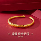 Solid18k Gold Bangles for Women Pulseras Mujer Elegant Never Fade Gold Ladies Bracelets Fashion Bracelet Luxe Fine Jewelry Gift