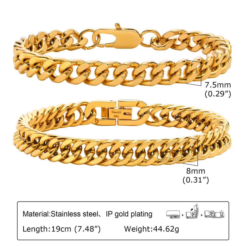 6mm Paperclip Chain Bracelet 18k Gold Plated Stainless Steel Link Adjustable Stackable Jewelry for Women Girls Gift