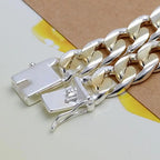 8/10mm Solid Chain Bracelet 925 Sterling Silver Men Women Noble Party Gift