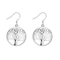 925 Sterling Silver 40mm Round Tree of Life Earrings Women Fashion Wedding