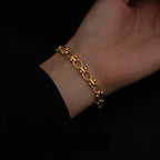 Flower Butterfly Heart Stainless Steel Charm Bracelet Gold Colour