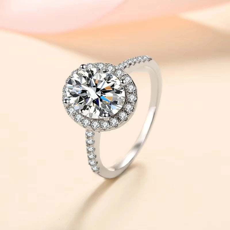 Oval Cut 1CT  D Color Moissanite Rings for Women Lab Diamond Wedding Promise Band S925 Sterling Silver fine Jewelry gift GRA