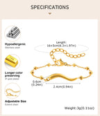Italian Horn Satellite Chains Bracelet for Women, Stainless Steel Thin Link, Nickel-free Hypoallergenic Jewelry Gifts
