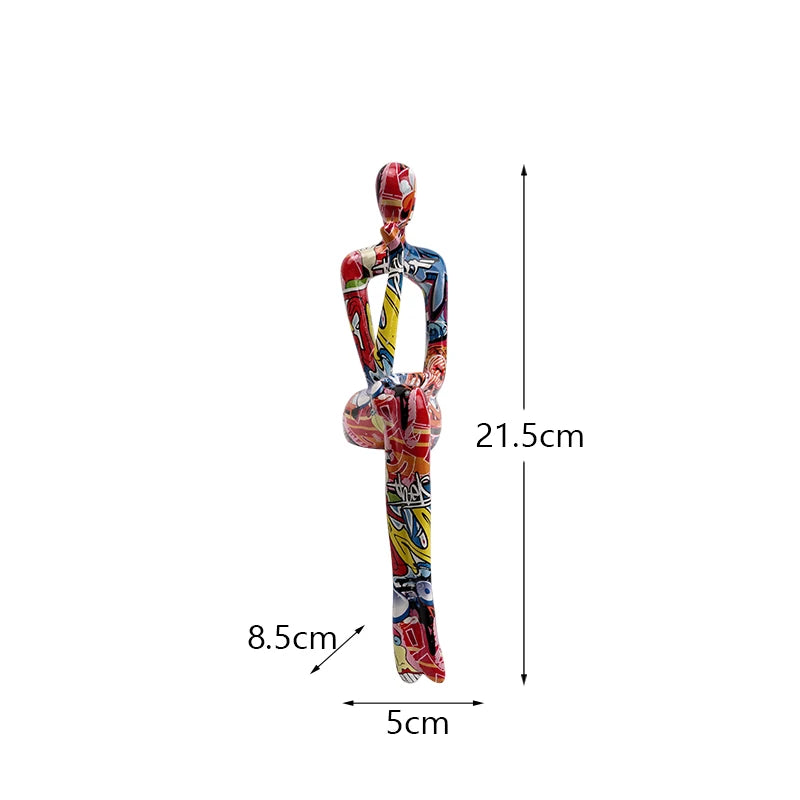 Abstract Thinker Figurine Set of 3 Colourful Modern Resin Sculpture Bookshelf Decor