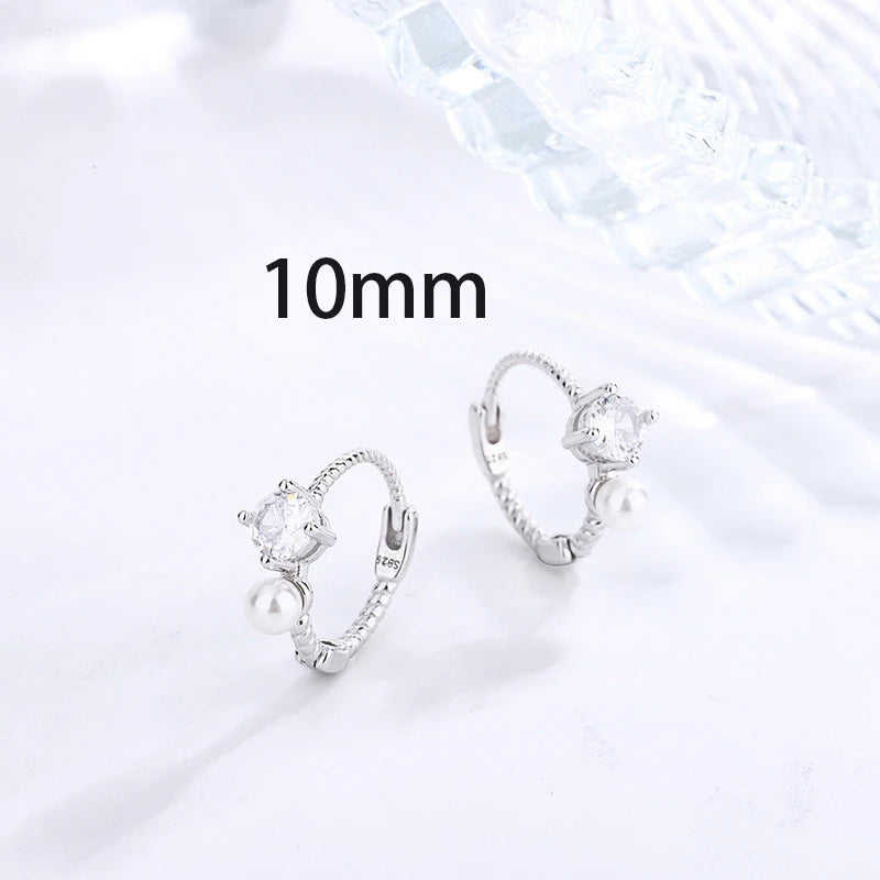 2023 New Gold Colour Pearl Zircon Small Hoop Earrings Korean 6-10mm