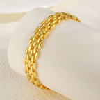 18k Gold Plated Mesh Link Bracelet for Women, Clavicle Chain Wrist Bracelet Polish Jewelry