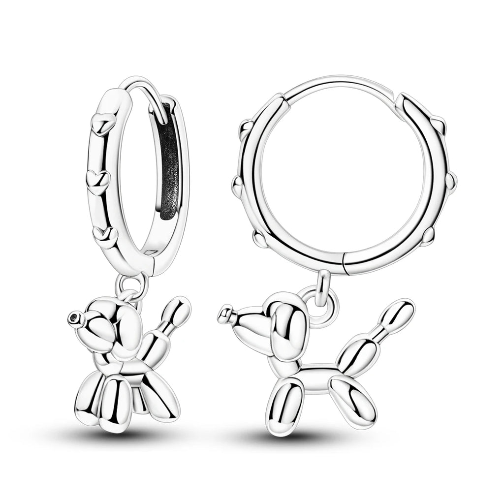 925 Sterling Silver Cats Dogs Animals Hoop Ear Studs Anniversary Gift