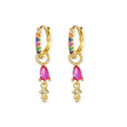 2PCS Trendy Stainless Steel Water Drop Hoop Earring 18K Gold Plated