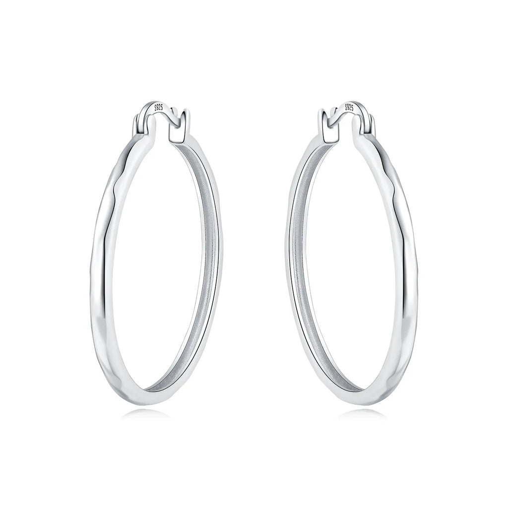 925 Sterling Silver Square Chain Stone Inlaid Hoop Earrings Trendy Jewellery