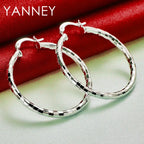 925 Sterling Silver 40mm Round Hoop Earrings Women Engagement Fashion Gift