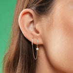 Vintage Stainless Steel Crystal Star Chain Hoop Earrings Trendy Punk