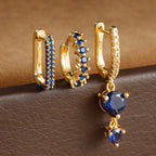 3PCS Stainless Steel Horse Eye Zircon Round Small Hoop Earrings Set