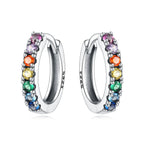 925 Sterling Silver Purple Inlaid Stone Versatile Hoop Earrings Birthday Gift