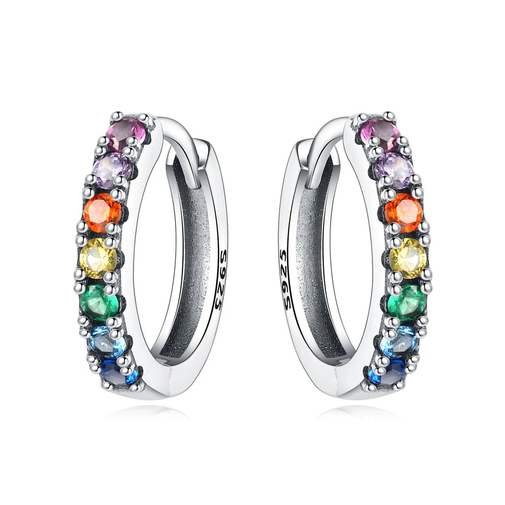 925 Sterling Silver Animal Plant Green Zircon Circle Hoop Earrings Jewellery