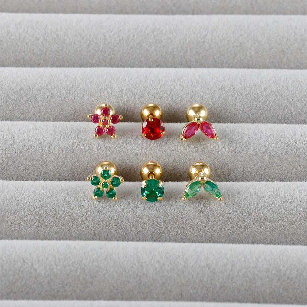 3PCS Stainless Steel Horse Eye Zircon Flowers Cartilage Piercing