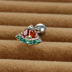 12 Styles Crystal Zircon Mini Fruit Stud Earrings Stainless Steel