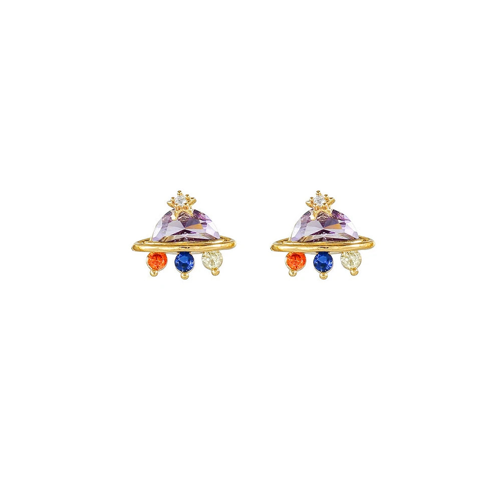 Luxury Geometric Multicolor Zircon Crystal Water Drop Pendant Earrings