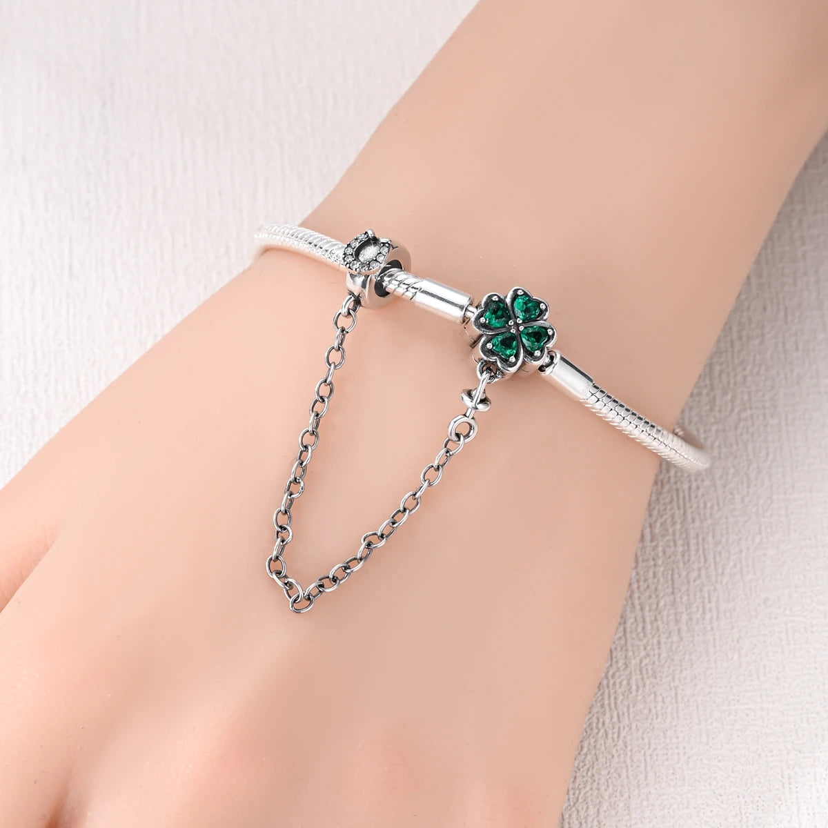 Original 925 Silver Bracelet Original Clover Heart Snake Chain Bracelets Fit Charms Beads Jewelry Gift Diy For Woman Wedding
