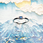 Blue Stone Square Timeless Ring 925 Sterling Silver Romantic Jewellery Women