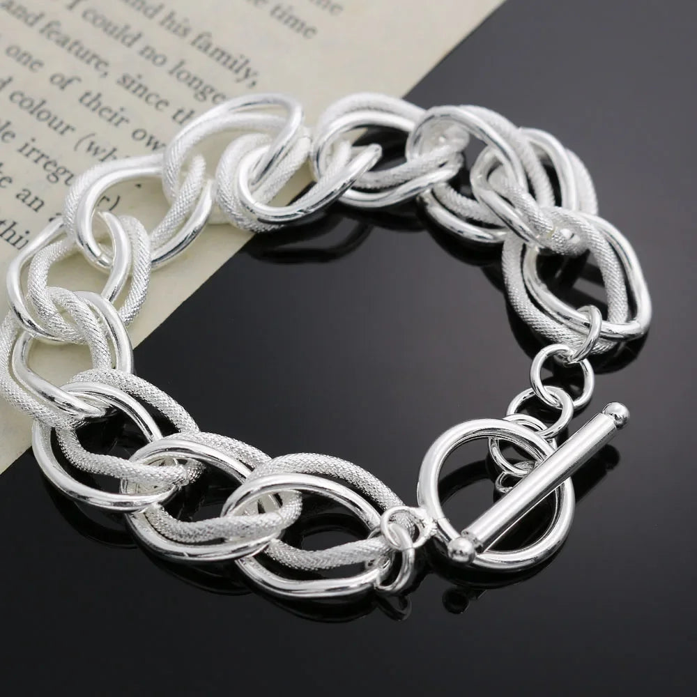 Double Twist Chain Bracelet 925 Sterling Silver Women Wedding Accessories