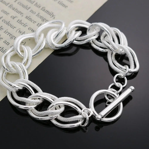 Double Twist Chain Bracelet 925 Sterling Silver Women Wedding Accessories